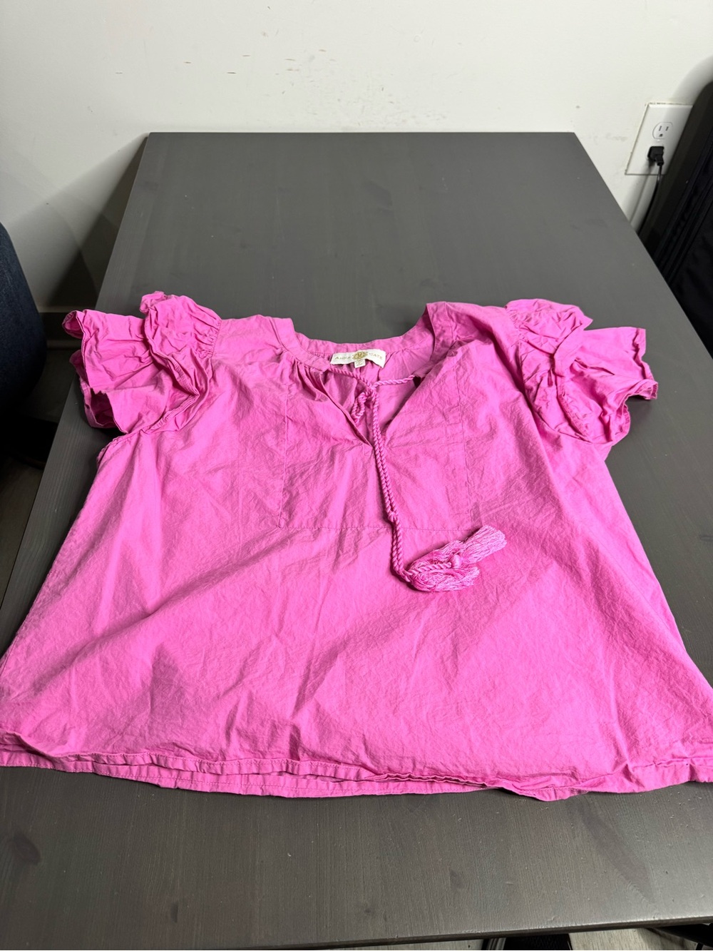 Anna Cate Women’s Pink Ruffle Sleeve Cotton Blouse - Picture 4 of 7